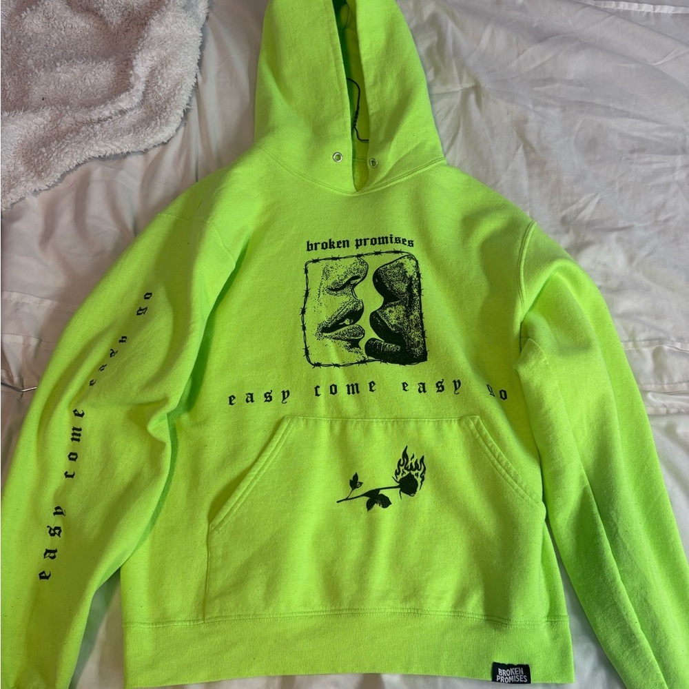 Broken Promises Neon Green Hoodie